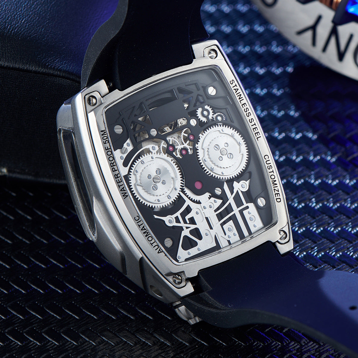 OBLVLO Bugatti Engine Engine Watch V16 Mechanical Watch Men's Heavy Atmosphere Brand Wine Barrel Watch